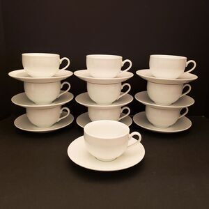 Fitz and Floyd Cups and Saucers Gourmet White Set of 10 Vintage